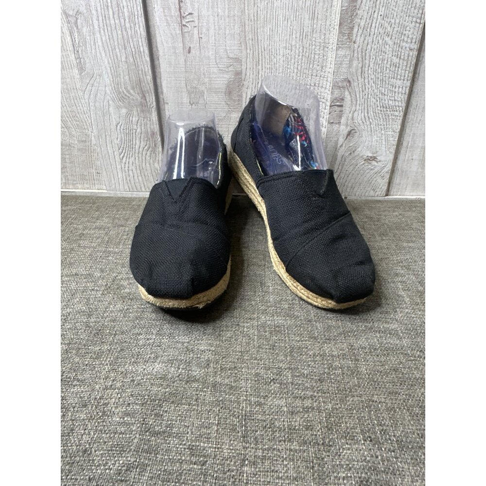 Skechers Bobs Womens Black Canvas Espadrilles Flat Shoes Size 8.5